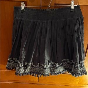 Women's J Crew Charcoal Gray Pleated Tassel Hem Skirt